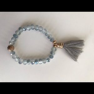 Gray beaded Tassel Bracelet